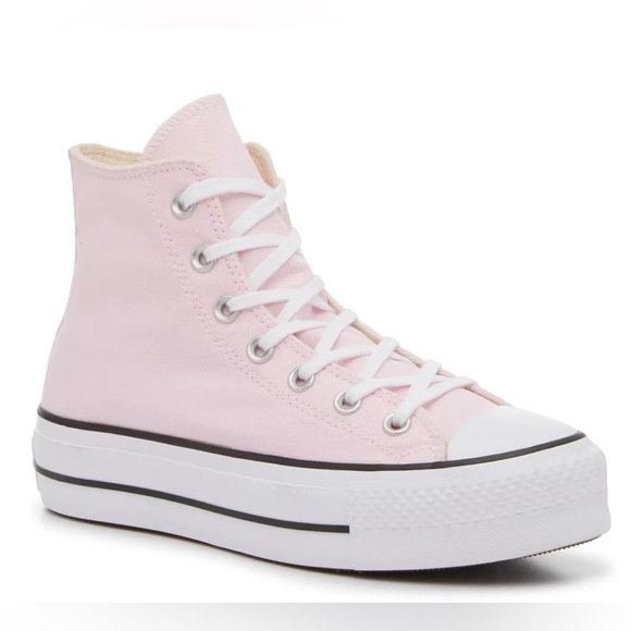 Converse Women's Light Pink High Top Platform Sneakers - Picture 1 of 8